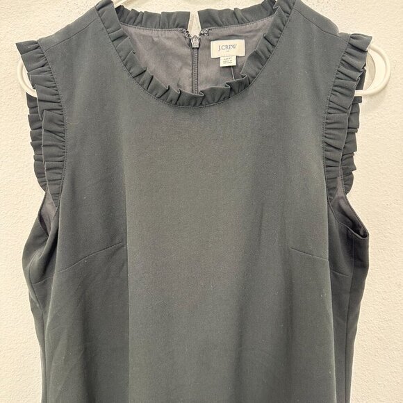 J. Crew Factory Mini Dress Ruffle‎ Neck Black Suiting Career Office Feminine 12P - Picture 8 of 9